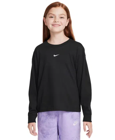 Nike Kids' Big Girls Sportswear Essential Long-sleeve T-shirt In Black