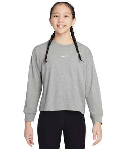 Nike Kids' Big Girls Sportswear Essential Long-sleeve T-shirt In D Gr H