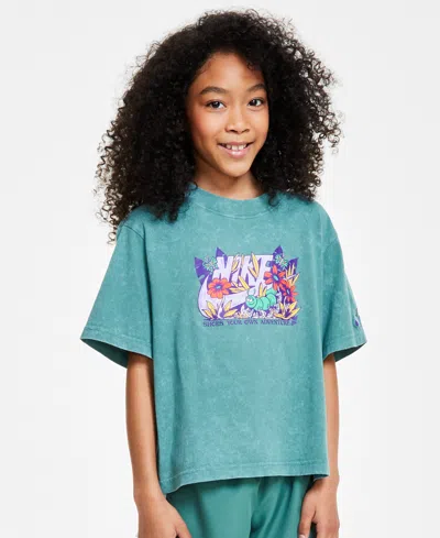 Nike Kids' Big Girls Sportswear Graphic-print Cotton T-shirt In Bicoastal