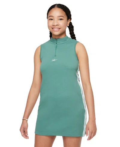 Nike Kids' Big Girls Sportswear Mock-neck Sleeveless Dress In Green