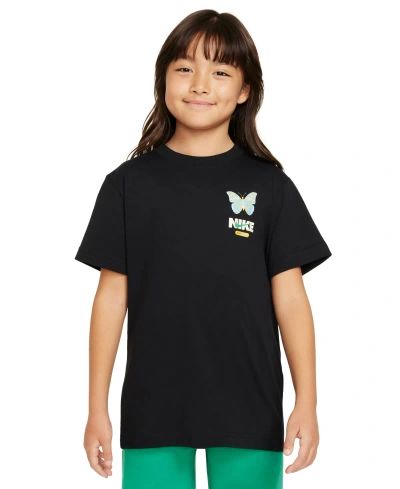Nike Kids' Big Girls Sportswear Printed Crewneck T-shirt In Black
