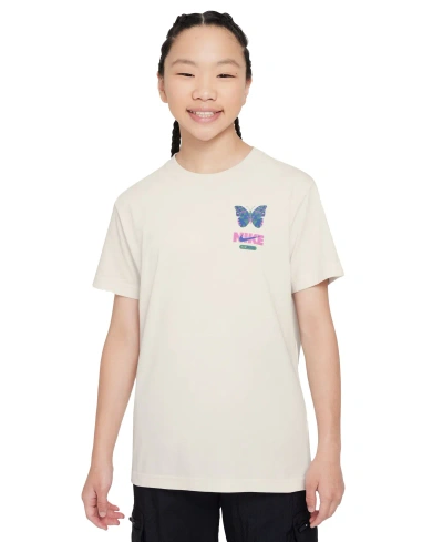 Nike Kids' Big Girls Sportswear Printed Crewneck T-shirt In Phantm