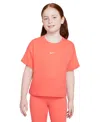 Nike One Relaxed Big Kids' (girls') Dri-fit Short-sleeve Top In Orange