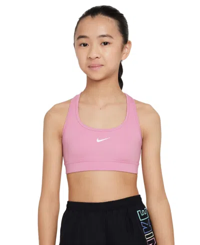 Nike Kids' Big Girls Swoosh Sports Bra In Pink