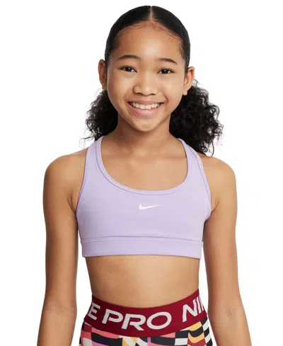Nike Kids' Big Girls Swoosh Sports Bra In Hydrangeas,white