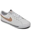 Nike Big Kid's Court Legacy Casual Sneakers From Finish Line In White,hemp