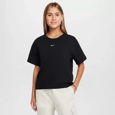 Nike Big Kid Girls Crew Neck Short Sleeve Active T-shirt In Black