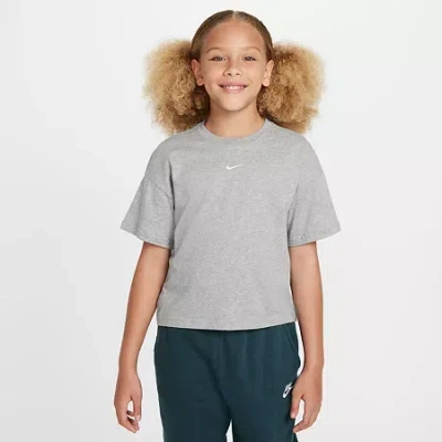 Nike Big Kid Girls Crew Neck Short Sleeve Active T-shirt In Gray