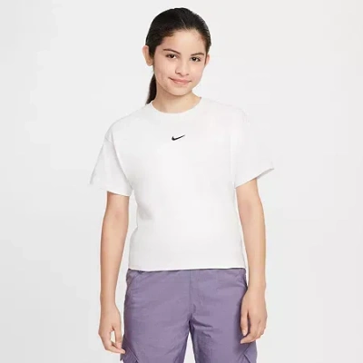 Nike Big Kid Girls Crew Neck Short Sleeve Active T-shirt In White