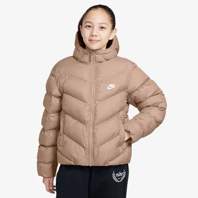Nike Big Kid Girls Hooded Heavyweight Puffer Jacket In Green