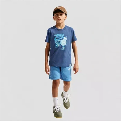 Nike Big Kid Unisex Crew Neck Short Sleeve Regular Fit Graphic T-shirt In Blue