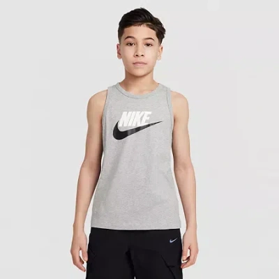 Nike Big Kid Unisex Crew Neck Sleeveless Active Tank Top In Gray
