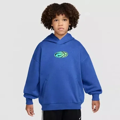 Nike Big Kid Unisex Long Sleeve Fleece Active Hoodie In Blue