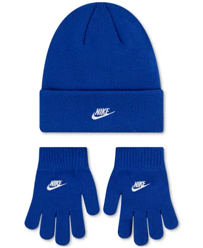 Nike Big Kids 2-piece Club Beanie And Gloves Set In Blue