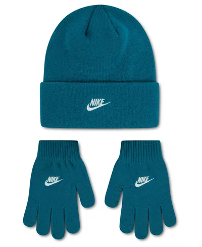 Nike Big Kids 2-piece Club Beanie And Gloves Set In Green