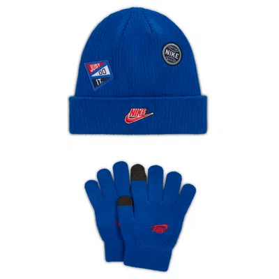 Nike Big Kids' 2-piece Multisport Peak Beanie Set In Blue