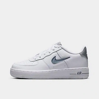 Nike Big Kids' Air Force 1 Low Jewel Casual Shoes In White/grey