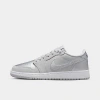Nike Big Kids' Air Jordan Retro 1 Low Og Casual Shoes In Neutral Grey/metallic Silver/white