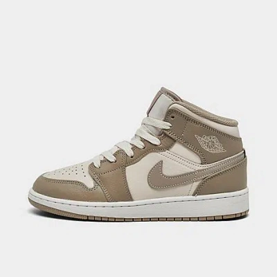 Nike Big Kids' Air Jordan Retro 1 Mid Casual Shoes In Legend Light Brown/khaki/phantom