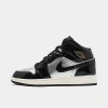 Nike Jordan Big Kids' Air Retro 1 Mid Se Casual Shoes In Black/metallic Gold/metallic Silver/sail