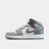 Nike Jordan Big Kids' Air Retro 1 Mid Se Casual Shoes In White/medium Grey/cool Grey