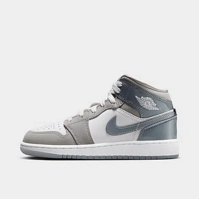 Nike Jordan Big Kids' Air Retro 1 Mid Se Casual Shoes In White/medium Grey/cool Grey