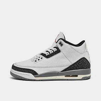 Nike Big Kids' Air Jordan Retro 3 Basketball Shoes In Summit White/cement Grey/black/fire Red