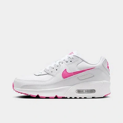 Nike Big Kids' Air Max 90 Casual Shoes (1y-7y) In White/laser Fuchsia