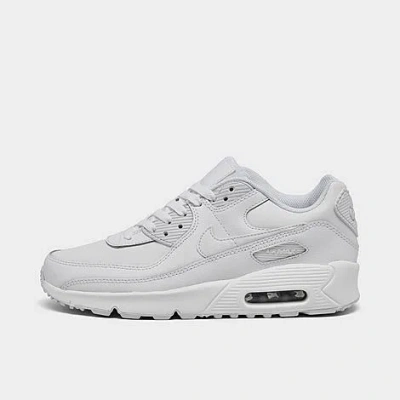 Nike Big Kids' Air Max 90 Casual Shoes In White/metallic Silver/white/white