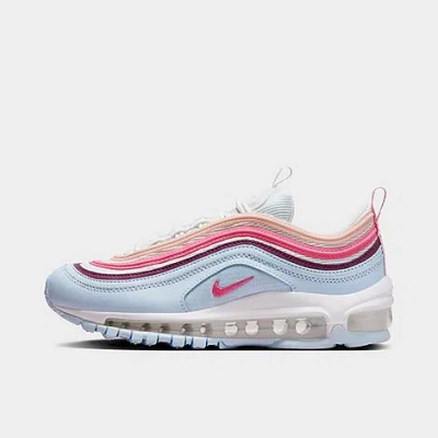 Nike Big Kids' Air Max 97 Casual Shoes (women's Sizes Available) In White/blue Lightning/active Fuchsia