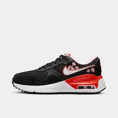 Nike Big Kids' Air Max Systm Se Casual Shoes In Black/picante Red/pink Rise/white