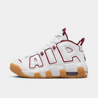Nike Big Kids' Air More Uptempo Basketball Shoes In White/gum Light Brown/team Red