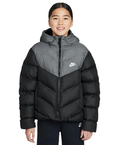 Nike Big Kids All Day Play Therma-fit Loose-fit Puffer Jacket In Black