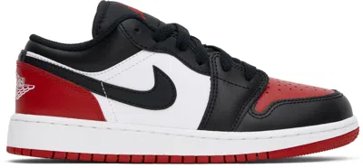 Nike Big Kids Black & Red Air Jordan 1 Low Sneakers In White/black