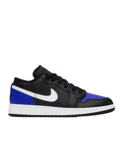 Nike Big Kids Black & Blue Air Jordan 1 Low Sneakers In Black/white