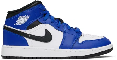 Nike Big Kids Blue & White Air Jordan 1 Mid Sneakers In Game Royal