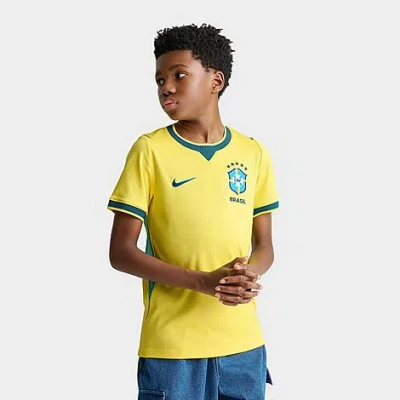 Nike Big Kids Brazil 26 Stadium Home Dri-fit Replica Soccer Jersey In Yellow