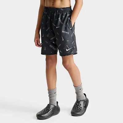 Nike Big Kids Breaker Logo Confetti Swim Shorts In Black