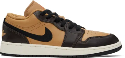 Nike Big Kids Brown & Black Air Jordan 1 Low Se Sneakers In Flax/black