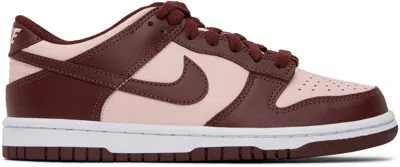 Nike Big Kids Burgundy & Pink Dunk Low Sneakers In 600 Dark Team Red/da