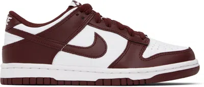 Nike Big Kids Burgundy & White Dunk Low Sneakers In 115 White/redwood-gy