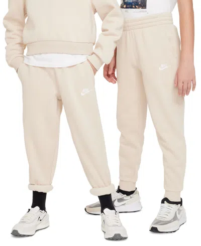 Nike Big Kids Club Fleece Jogger Pants In Sanddrift/white