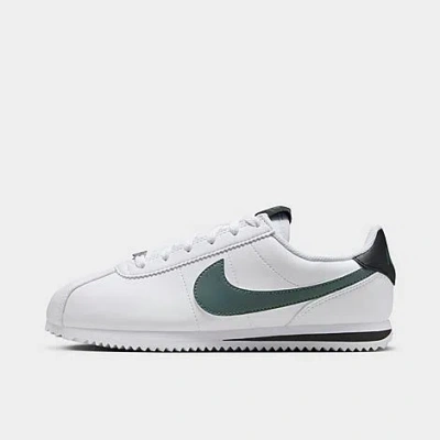 Nike Big Kids' Cortez Casual Shoes In White/black/vintage Green