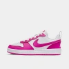 Nike Kids' Court Borough Low Top Sneaker In White/laser Fuchsia