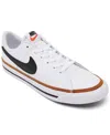 Nike Little Kids Court Legacy Adjustable Strap Closure Casual Sneakers From Finish Line In White,black