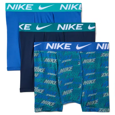 Nike Big Kids' Dri-fit Micro Print Boxer Briefs (3-pack) In Blue