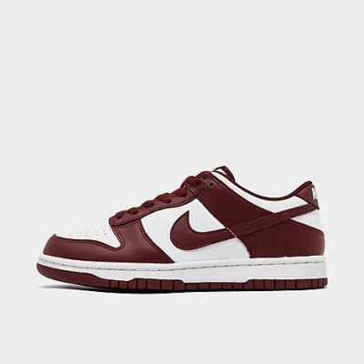 Nike Big Kids' Dunk Low Casual Shoes In White/redwood/gym Red