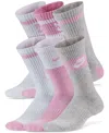 Nike Big Kids Everyday Cushioned Crew Socks, Pack Of 6 In Multicolor Grey