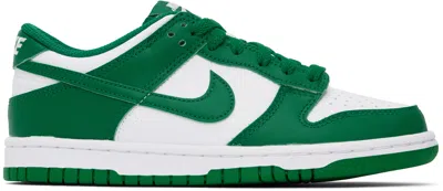 Nike Big Kids Green & White Dunk Low Sneakers In 114 White/malachite