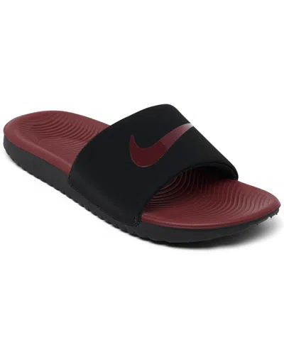 Nike Big Kids Kawa Slide Sandals From Finish Line In Black,team Red